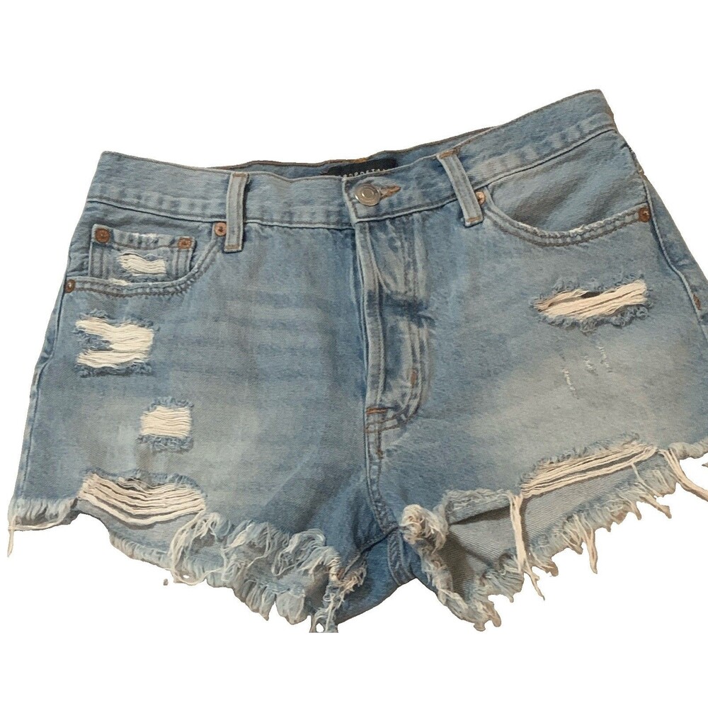 Aéropostale Women's Light Wash Distressed Cut Off Denim Shorts Mid Rise Size 6